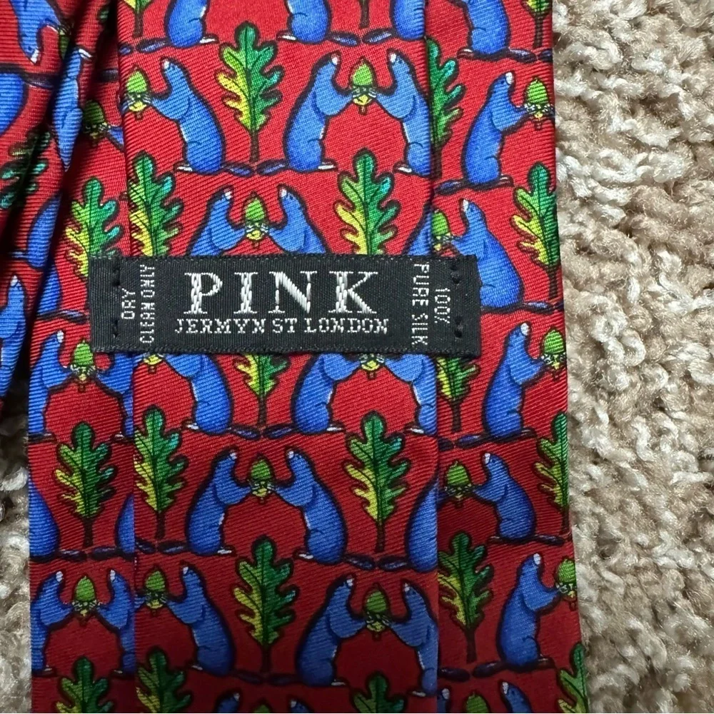 Pink Jermyn St‎ London Blue Beaver 100% Silk Tie